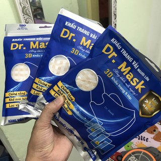 Khẩu trang vải Dr.Mask - Giặt lại được nhiều lần ( Túi 5 chiếc - có bán lẻ 1 chiếc)