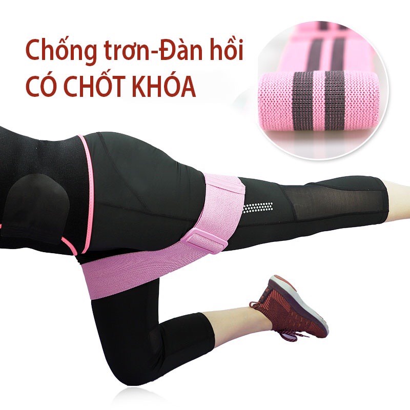 Dây kháng lực tập gym power band CÓ KHÓA ĐIỀU CHỈNH, dây kháng lực tập gym mông ( BODY CARE) TT05