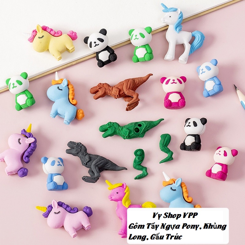 Gôm Tẩy Hình Khủng Long, Ngựa Pony, Gấu Trúc Dễ Thương
