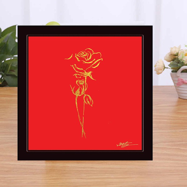Tranh hoa hồng dát vàng (KT 24x24cm)