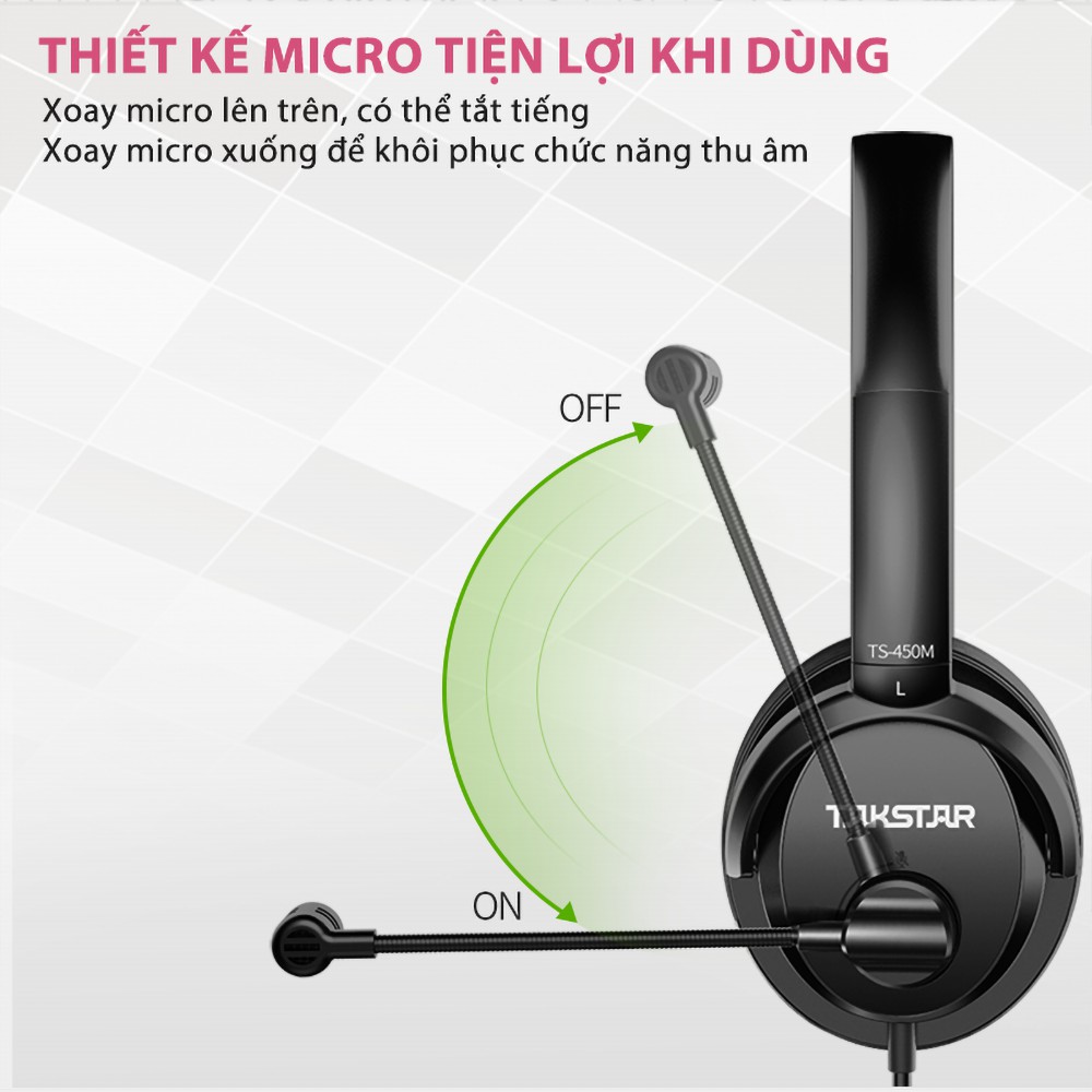 Tai nghe gaming TAKSTAR TS-450M Có Mic, Kiểm âm tốt, Độ nhạy cao, Dây dài 2m