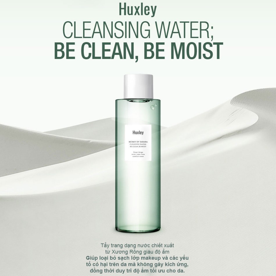 Nước tẩy trang Huxley Secret Of Sahara Cleansing Water, Be Clean, Be Moist 200ml