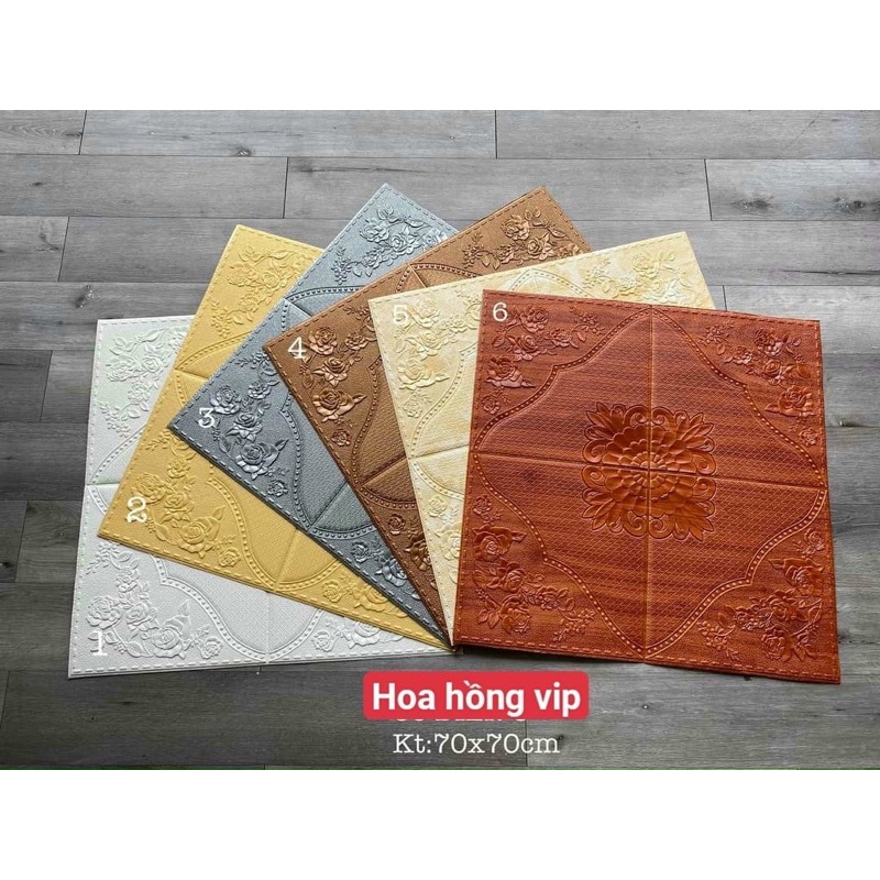 Xốp dán tường giả da tân cổ hoa hồng 70x70cm