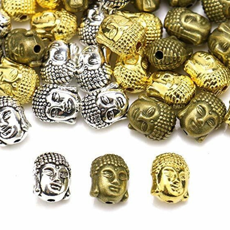 Bộ 20 Hạt Xâu Làm Trang Sức Hình Đầu Phật 10x8mm Nhiều Màu Phong Cách Retro