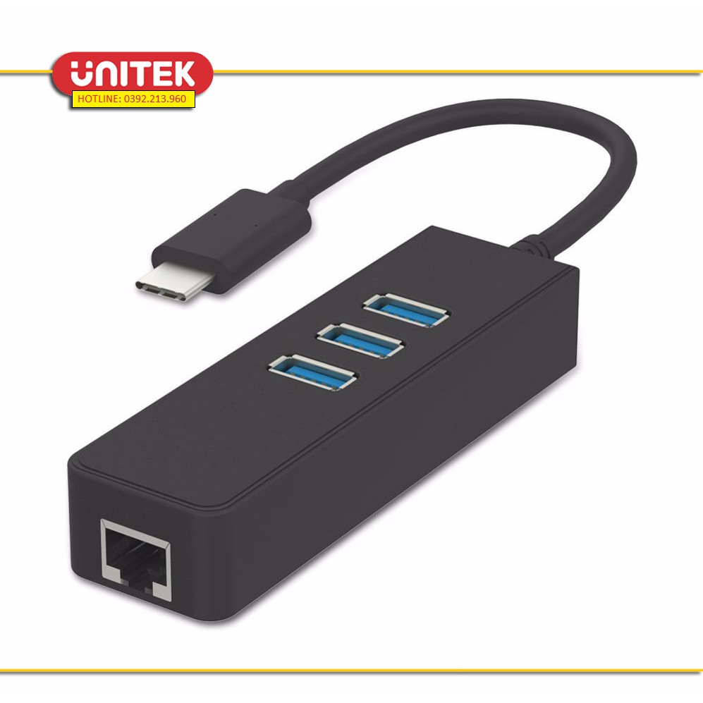 Hub Type C ra 1 cổng Lan + 3 cổng Usb 3.0