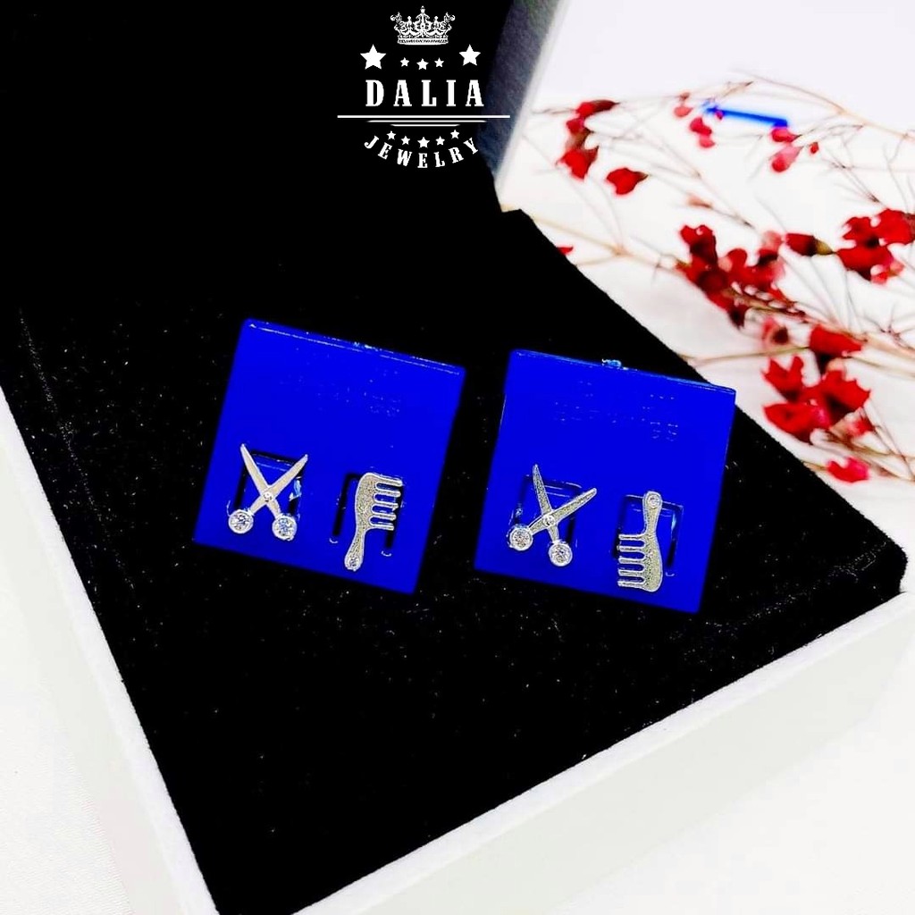 Bông tai bạc nữ hình kéo lược kute DaLiA Jewelry khuyên tai bạc thật 925