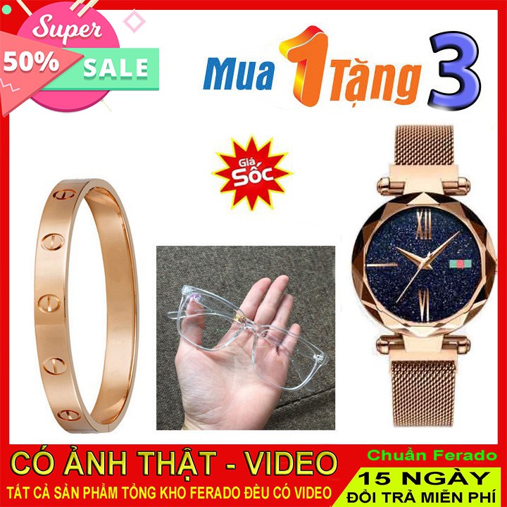 Đồng hồ nam châm đeo tay nữ tặng kèm kính mắt vòng đeo tay thời trang