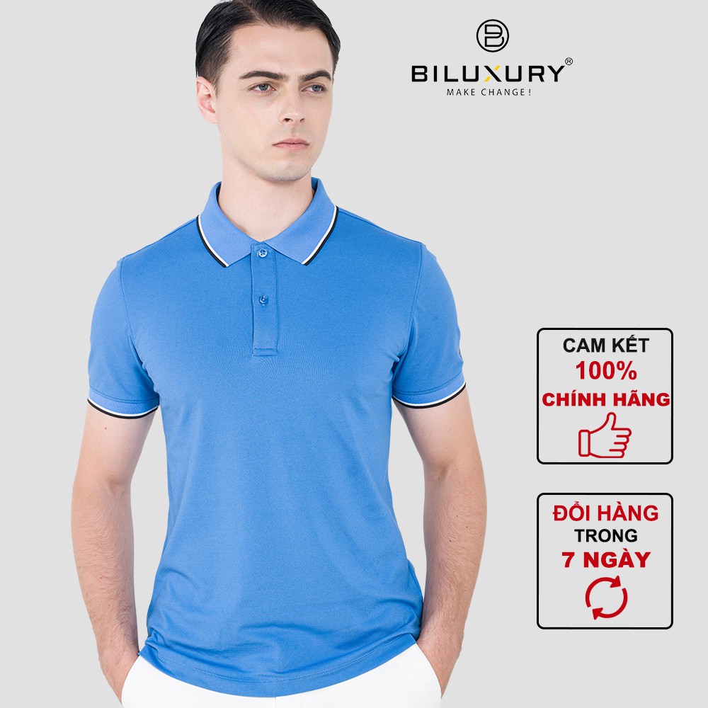 Áo polo nam Biman by Biluxury thun cổ bẻ phối viền trẻ trung lịch lãm vải mềm mịn co giãn 4 chiều 5APCT003XDU