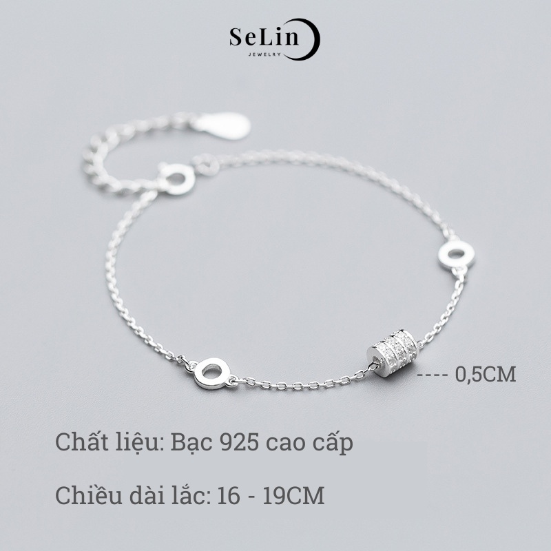 Vòng tay bạc lắc tay bạc nữ 925 hình khối trụ dây đơn giản nữ tính SELIN JEWELRY - 0164