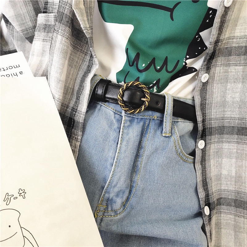 Thắt Lưng Da Pu Màu Trơn Thời Trang Cho Nữ