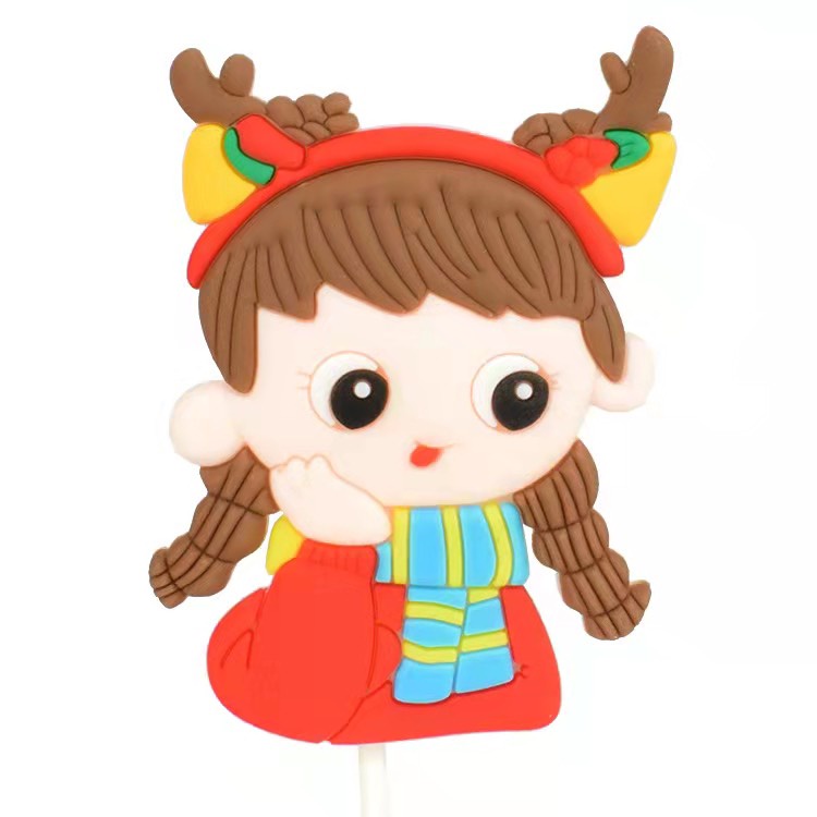 5 cây cắm em bé noel nhựa dẻo