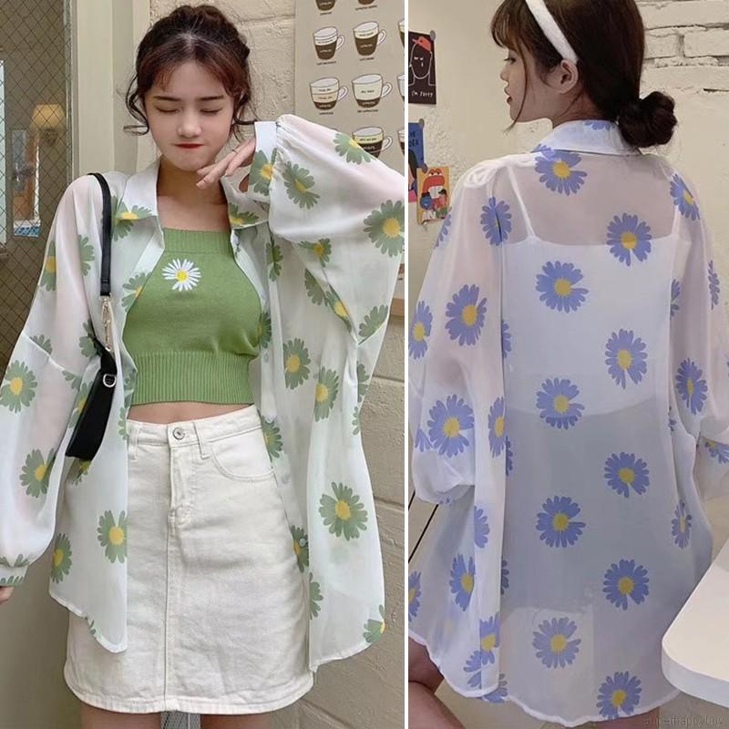 Áo Khoác Chống Nắng Tay Dài Hoạ Tiết Hoa Cúc Thời Trang Đi Biển | BigBuy360 - bigbuy360.vn
