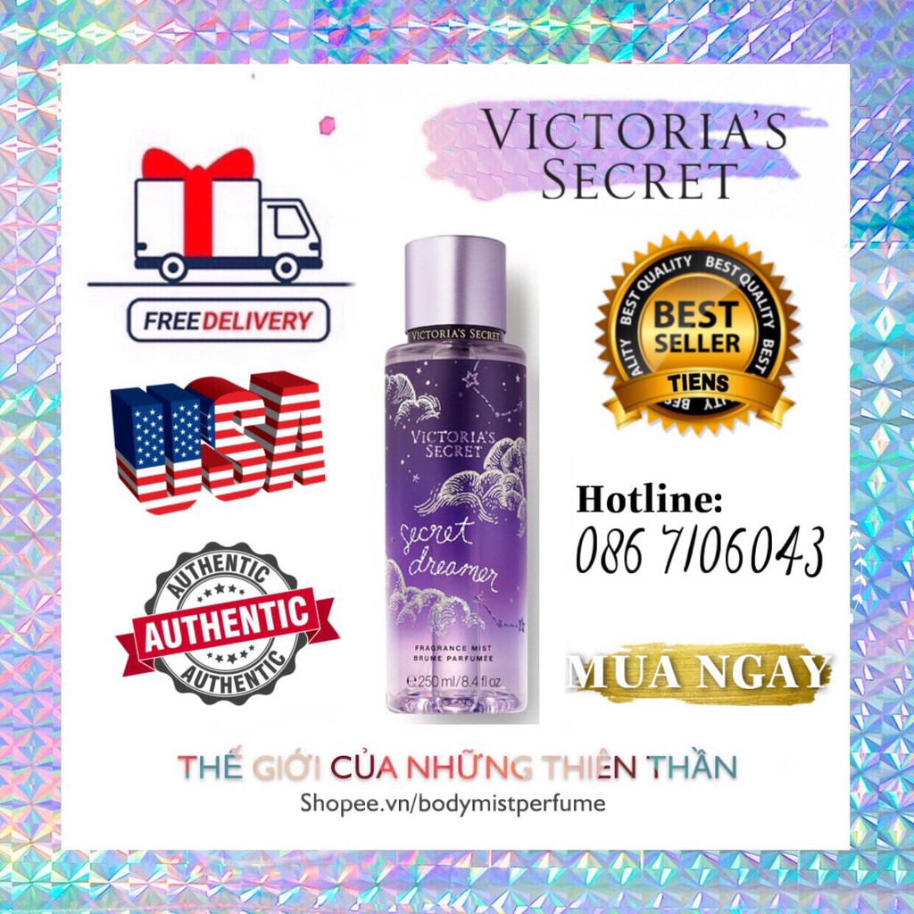 𝗕𝗢𝗗𝗬𝗠𝗜𝗦𝗧⚜️Mẫu thử xịt thơm Body Mist Victoria's Secret- Secret Dream 250ml