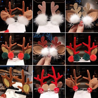 Christmas Children's Cute Cartoon Antler Hairpin Baby Princess Wild Side Clip Top Clip Korea Fashion Temperament Simple Hair Accessory Headwear Gift