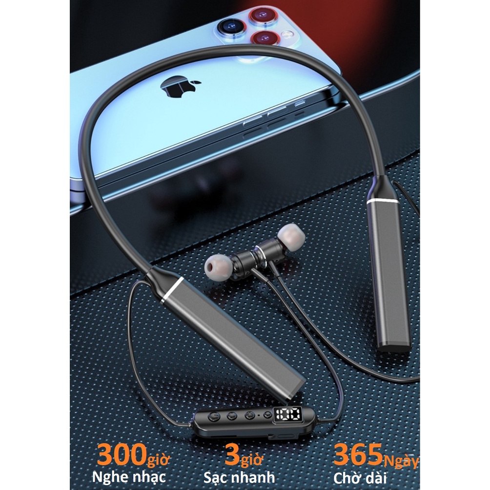 Nghe Nhạc Lên Đến 300 Giờ, Tai Nghe Bluetooth 5.3  N10 Pin  3000mAh , Màn Hình Led Hiển Thị % Pin , Có Khe Lắp Thẻ Nhớ .