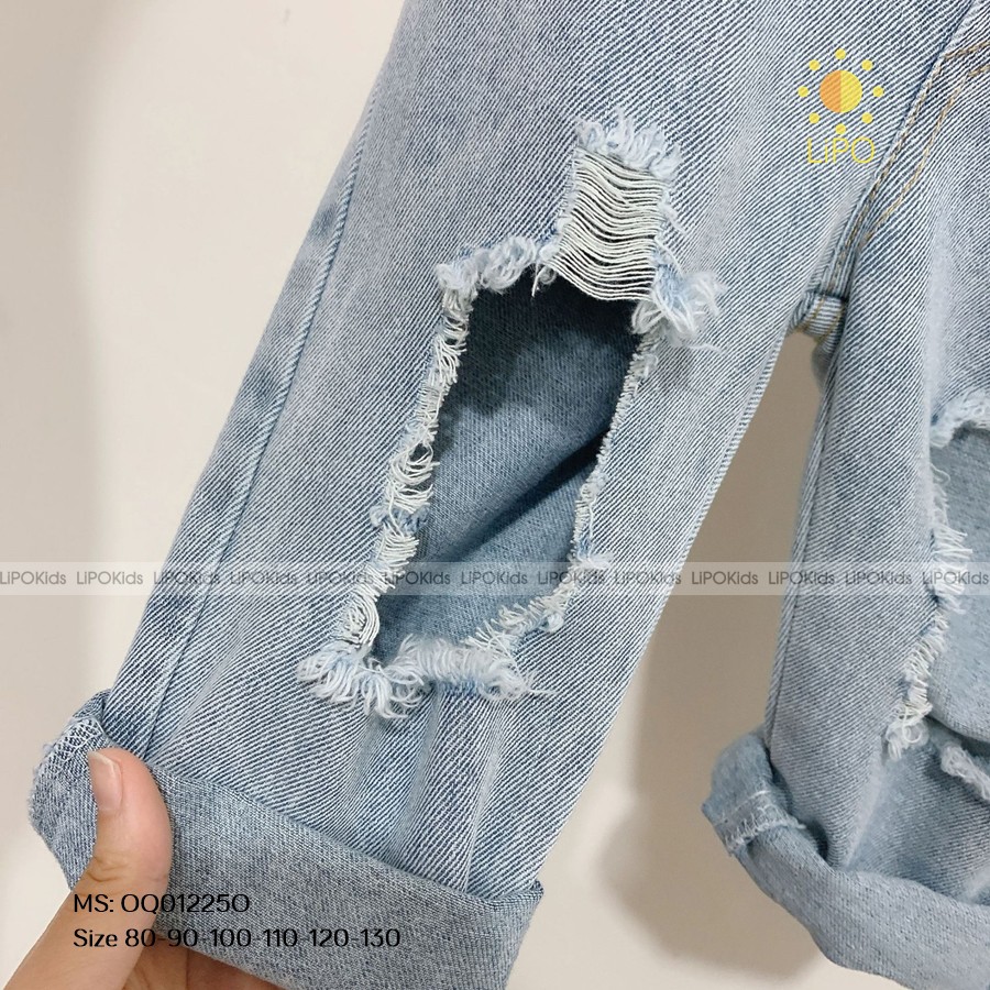 QUẦN JEANS RÁCH XANH CHO CẢ BÉ TRAI VÀ BÉ GÁI - OQ012