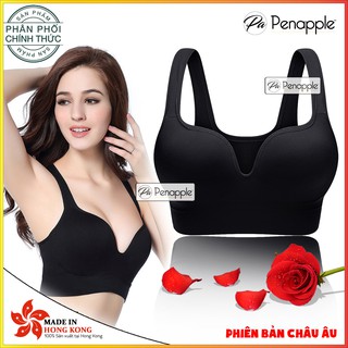 ÁO NGỰC LÓT THOẢI MÁI BRA PUSH-UP THỂ THAO KHÔNG GỌNG MỀM MẠI - Màu Đen - sản xuất tại Hồng Kông