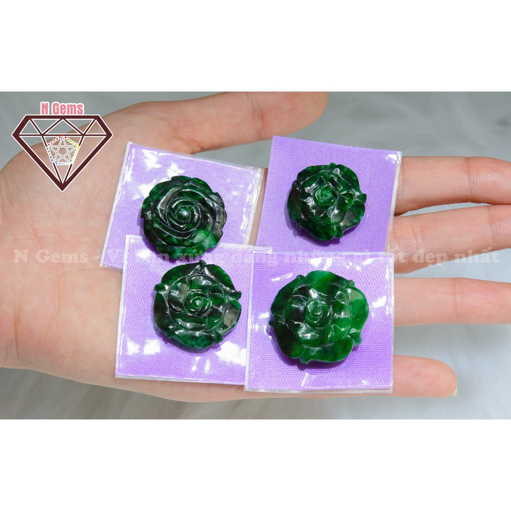 Đá hoa mẫu đơn lớn - Tông màu xanh rêu ngọc - Hợp với người mệnh Thuỷ, mệnh Mộc