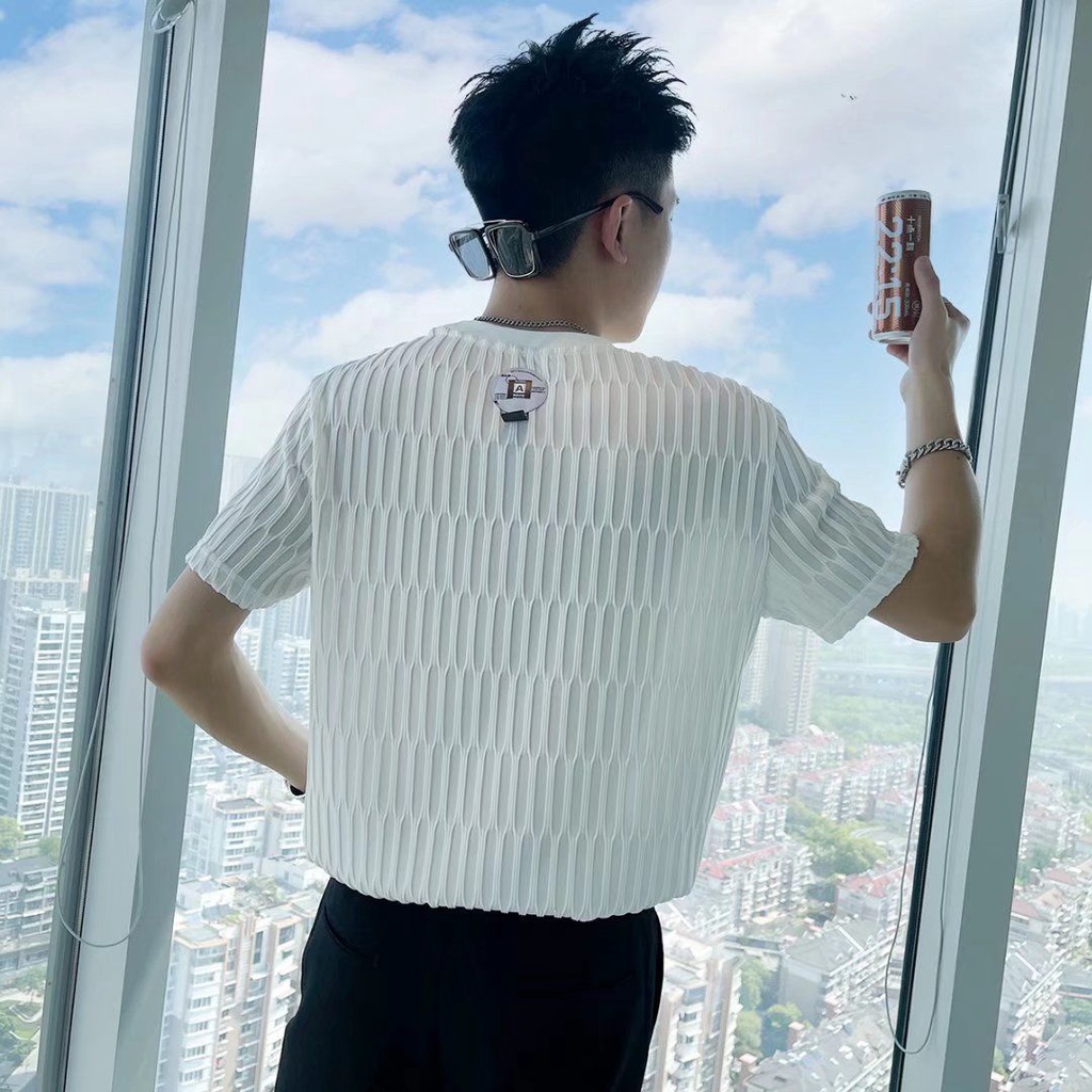 Áo thun sợi vải cao cấp dành tay ngắn thời trang mùa hè 2022 cho nam giới
