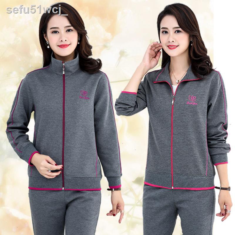 ◑✗◙Bộ đồ thể thao trung niên phụ nữ mùa xuân và mùa thu bộ đồ hai mảnh cho người trung niên và người già thời trang giản | BigBuy360 - bigbuy360.vn