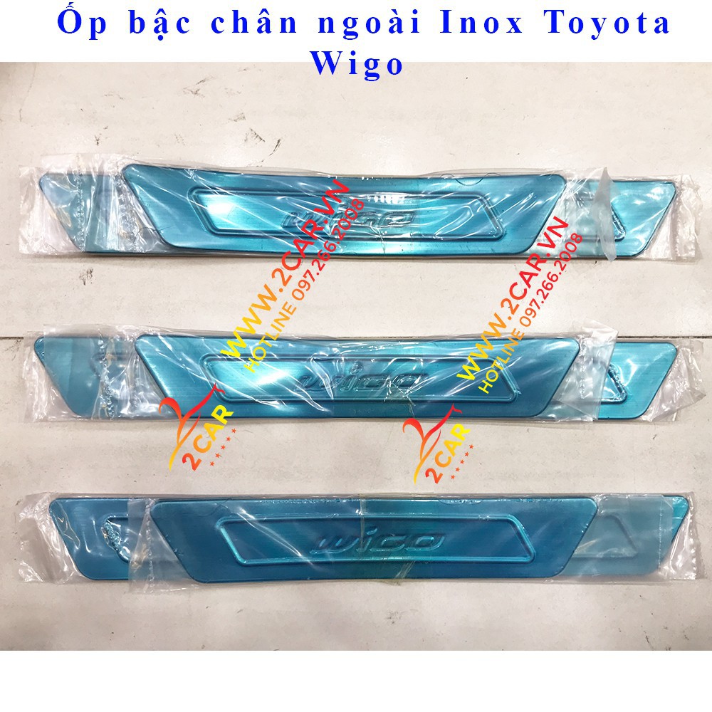 Combo ốp bậc chân trong + ngoài xe Toyota Wigo Inox