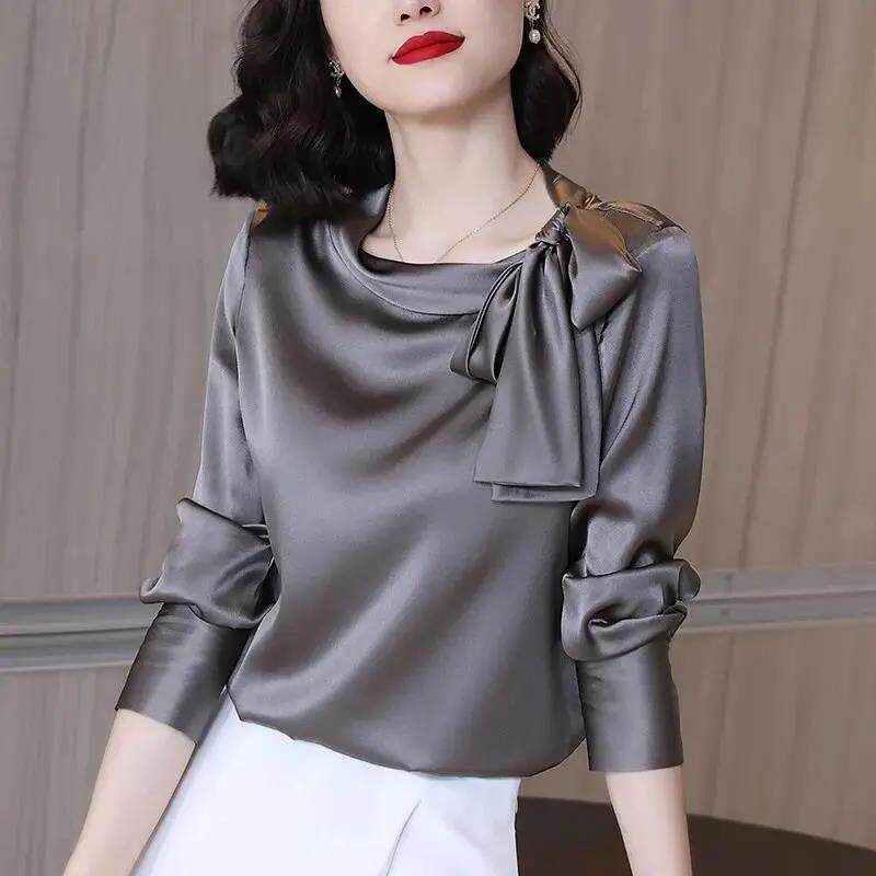 Áo Sơ Mi Tay Dài Cổ Thắt Nơ Bên Hông Thời Trang Dành Cho Nữ