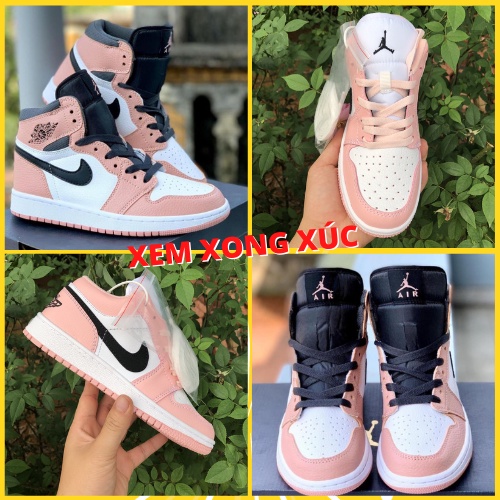 Giày Jordan Hồng Cao Cổ, Giày sneaker nữ JD1 màu hồng cao cổ, thấp cổ Full Box Bill - Sẵn Hàng