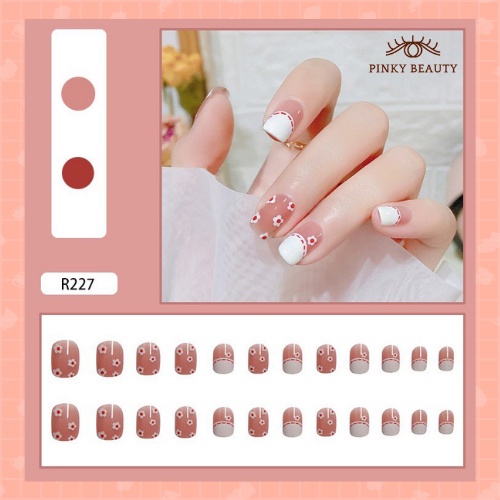 [Phụ Kiện Tặng Kèm 2 Món]Set 24 Móng Tay Giả Thời Trang Cá Tính, Mẫu Nail Pinky Beauty Cho Nữ Diện Các Dịp Lễ, Tết, Noel