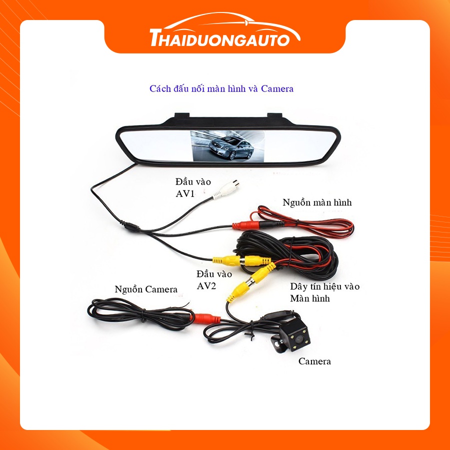 Bộ Màn Hình Gương 4.3" BSJ-430 Và Camera Lùi 4 Led Siêu Nét Cho Ô Tô HL1110