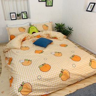 Set chăn ga cotton poly đào cam