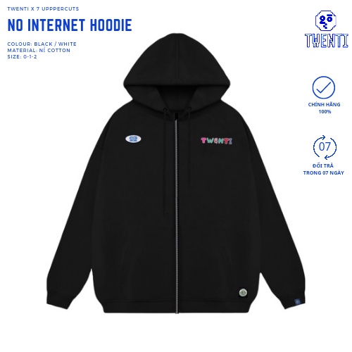 HOODIE ZIP TWENTI x 7UPPERCUTS BLACK