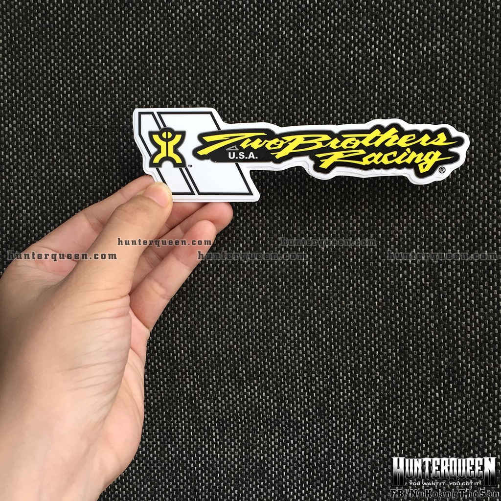 Logo TwoBrothers Racing[14.5x4.2] Hình dán decal siêu dính, chống nước, tem đua trang trí.