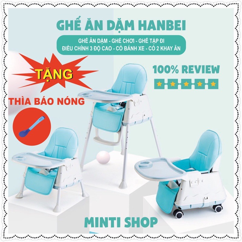 [Mã Skama9 giảm 8%]Ghế ăn dặm Hanbei + Đệm + Bánh xe chính hãng (Chính hãng/BH 1 năm)