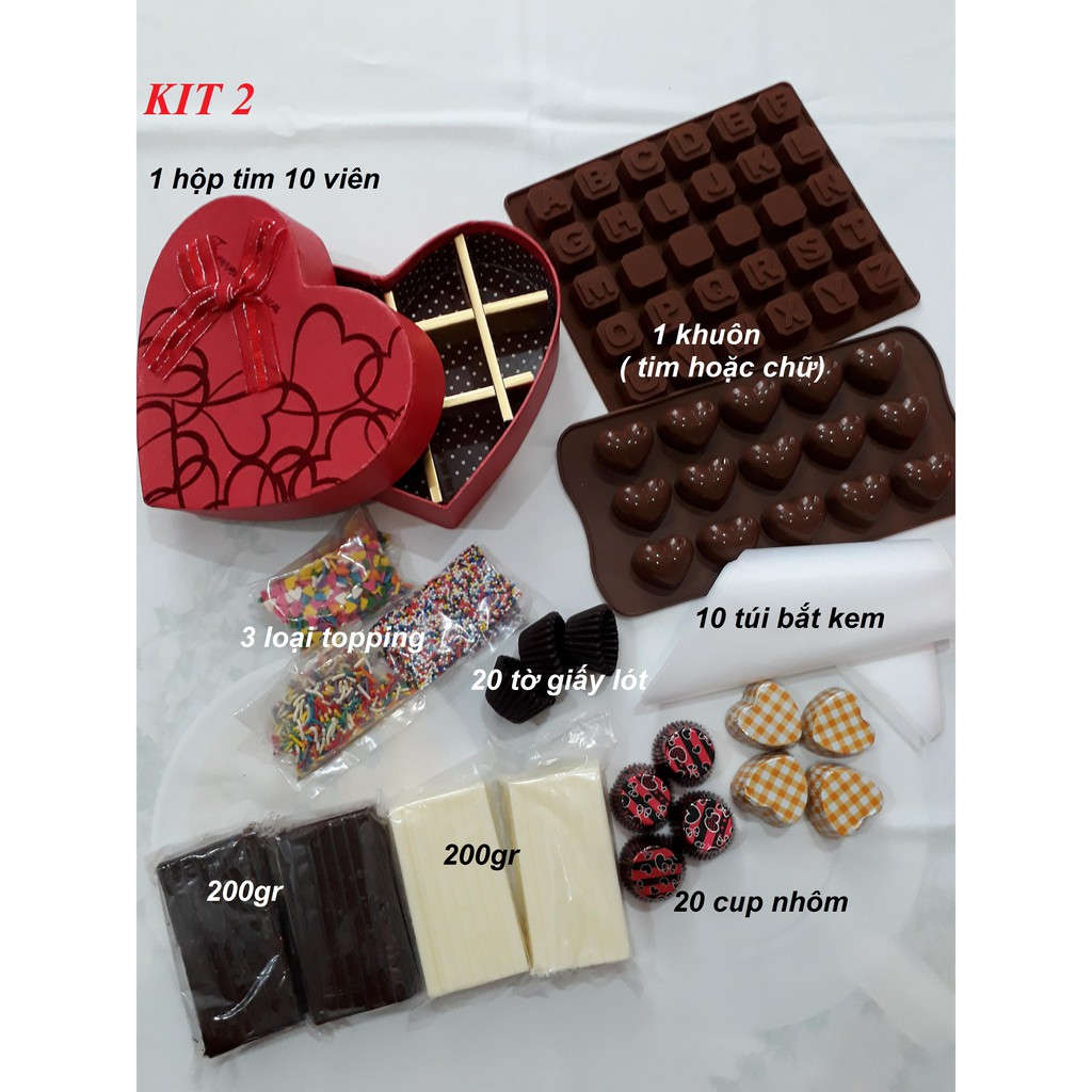 Set làm socola / chocola/ chocolate handmade ⚡GIÁ TỐT⚡ dụng cụ làm bánh siêu đẹp - Kit 2