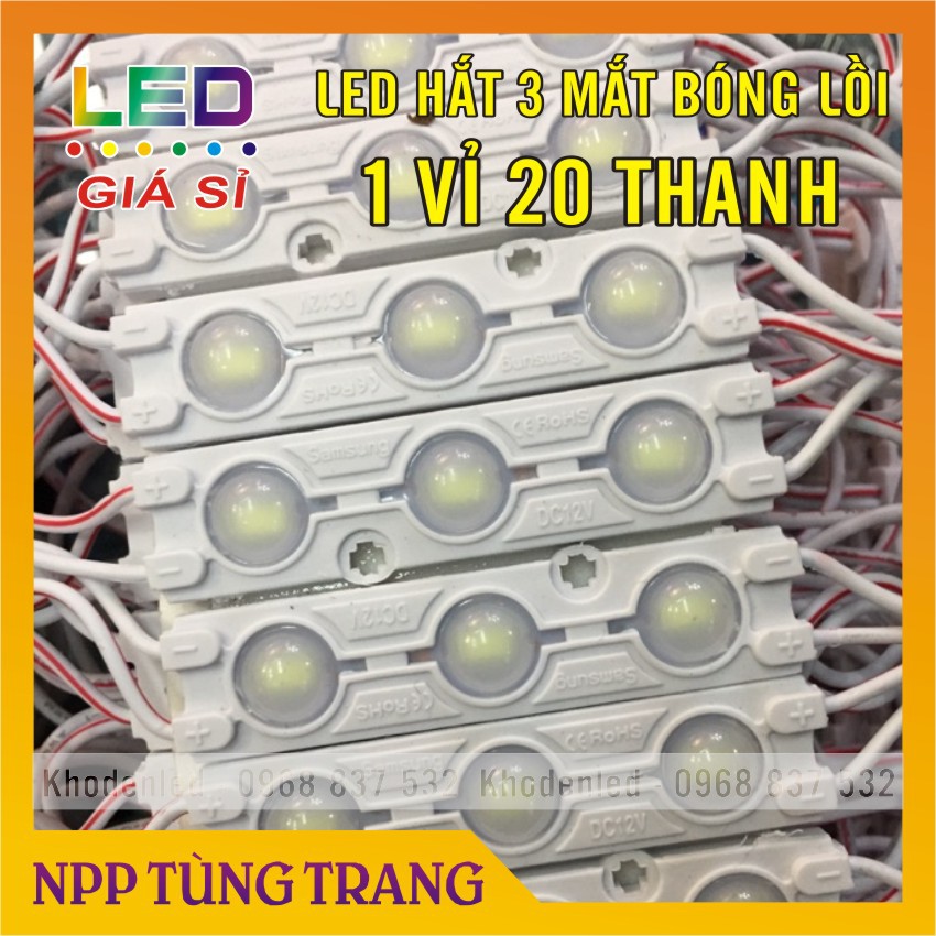 Led hắt 3 bóng mắt lồi điện 12V ( vỉ 20 bóng) loại siêu sáng