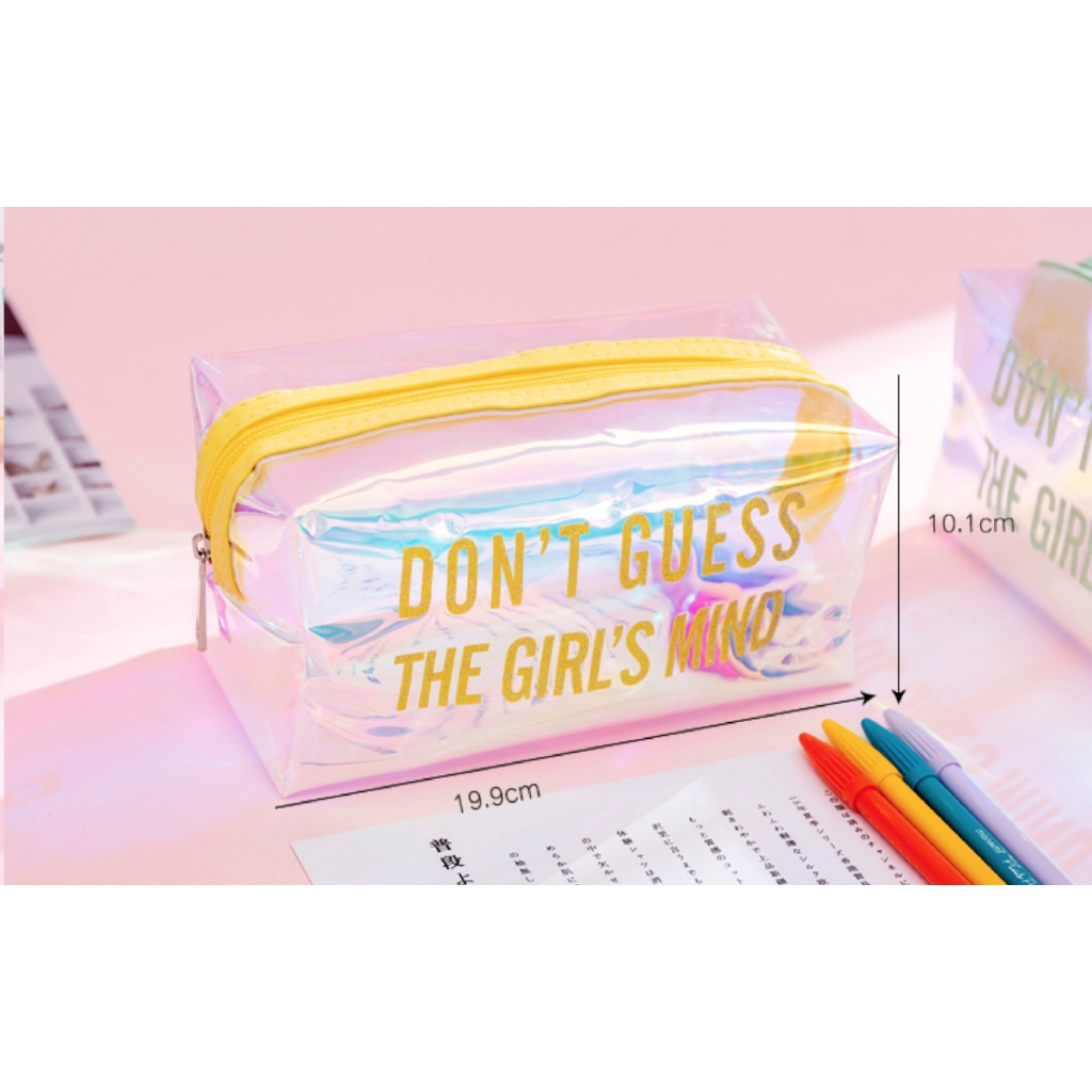 Korea Simple Makeup Bag PVC Laser Student Pencil Case