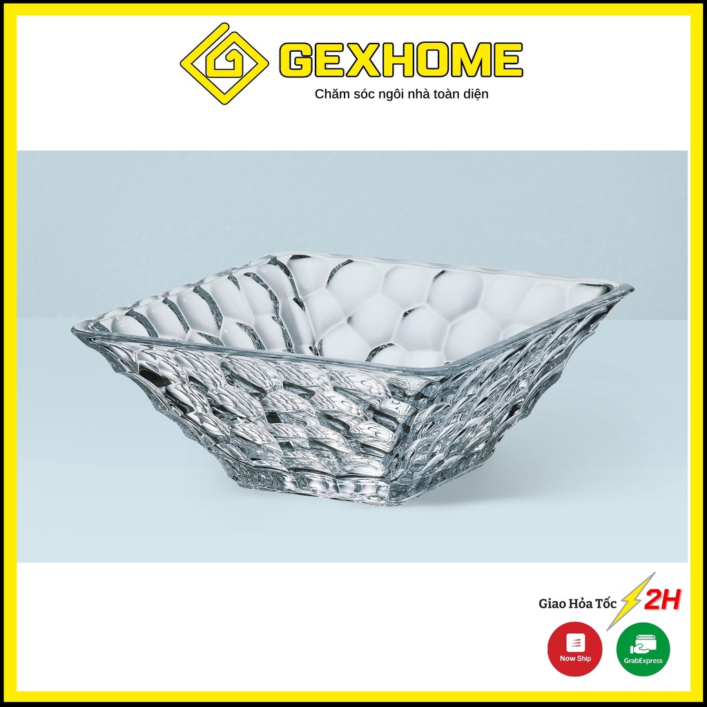 Tô đựng hoa quả pha lê cao cấp Bohemia Titanium Marble 26 x 26 cm