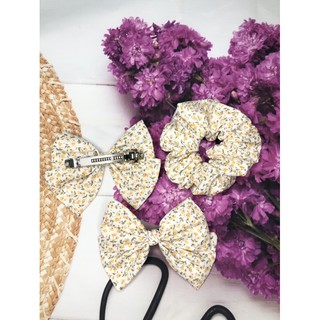 Kẹp nơ scrunchies hoa nhí phong cách vintage