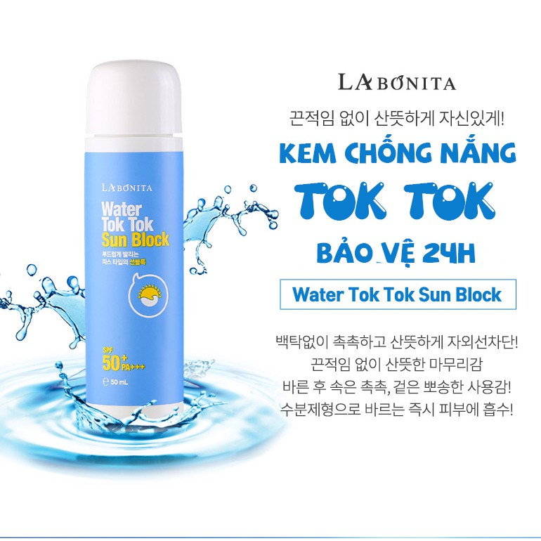 Kem Chống Nắng Labonita Water TokTok Sun Block SPF50+ Hương Tthơm Dịu Nhẹ đặc trưng