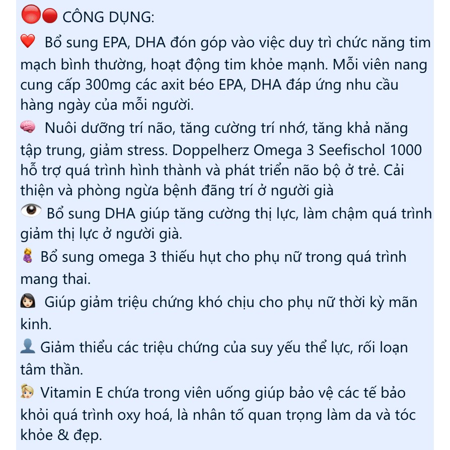 Viên Omega 3 dầu cá bổ não sáng mắt nội địa Đức 80 viên