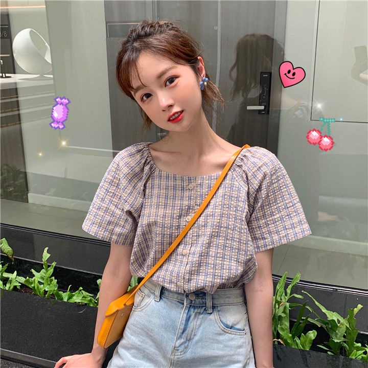 Áo Voan Cổ Vuông Kiểu Dáng Dễ Thương Xinh Xắn Cho Nữ