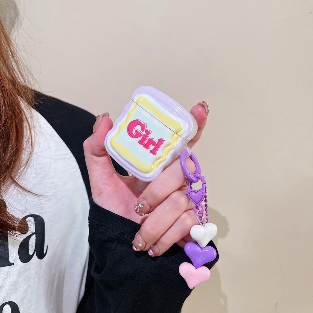 Vỏ Bảo Vệ Hộp Sạc Tai nghe không dây AirPods Pro 1 / 2 3 2021 gen3 Bằng Silicon Màu Kẹo Họa Tiết Kẻ Sọc Dễ Thương Kèm Dây Đeo Sợi Xích Thời Trang