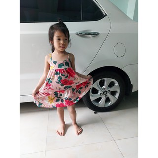 Đầm cotton hai dây đuôi cá cho bé gái từ 10 -  24 kg