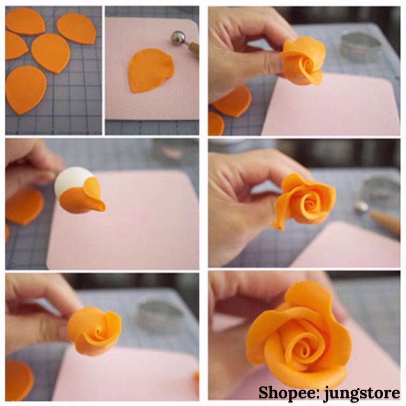 Khuôn cắt tạo hình cánh hoa hồng, hoa sen, hoa mẫu đơn, hoa cẩm chướng, hoa tuylip, hoa bìm bìm trang trí bánh