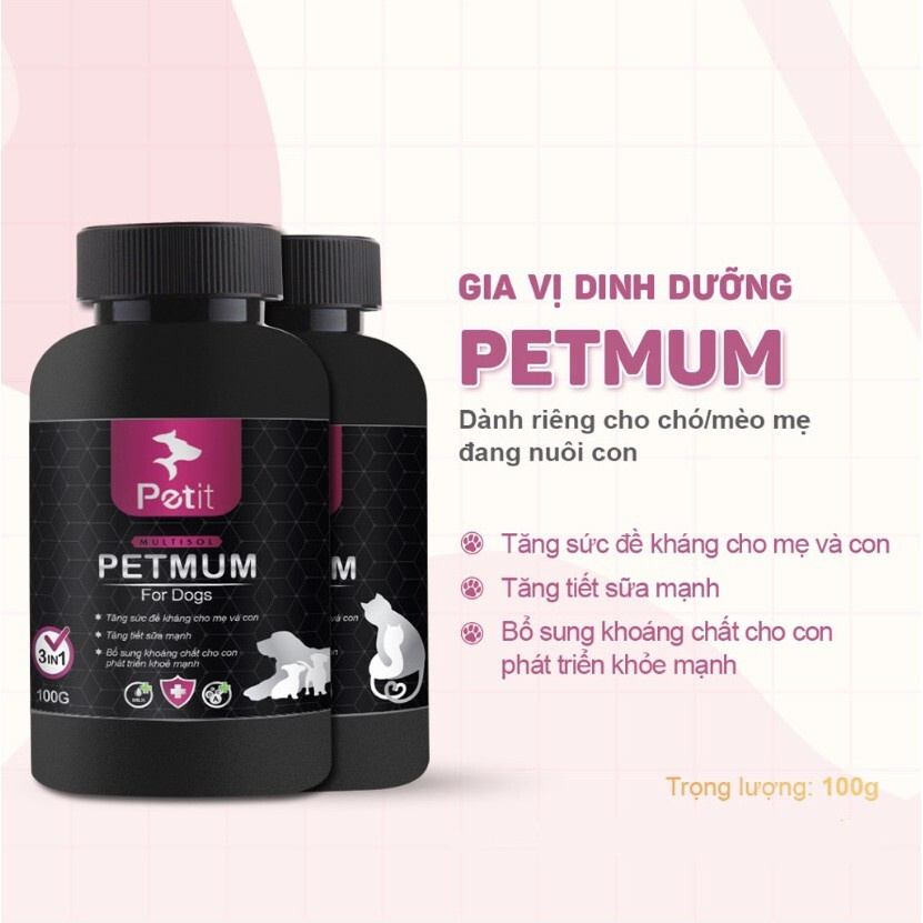 GVDD Dành Riêng Cho Chó Mèo Mẹ Đang Nuôi Con PETMUM Lọ 100Gram
