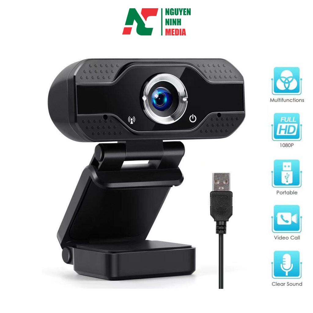 Webcam USB FullHD 1080P Tích Hợp Micro Có Kẹp Gắn Máy Tính Dùng Cho Dạy Học, Hội Họp Trực Tuyến