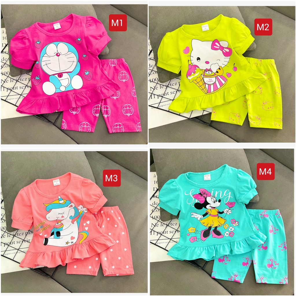 GBL47 Bộ lửng cotton màu 4 chiều cho bé gái size đại 40kg  hút mồ hôi - Bộ quần áo bé gái GIÁ RẺ