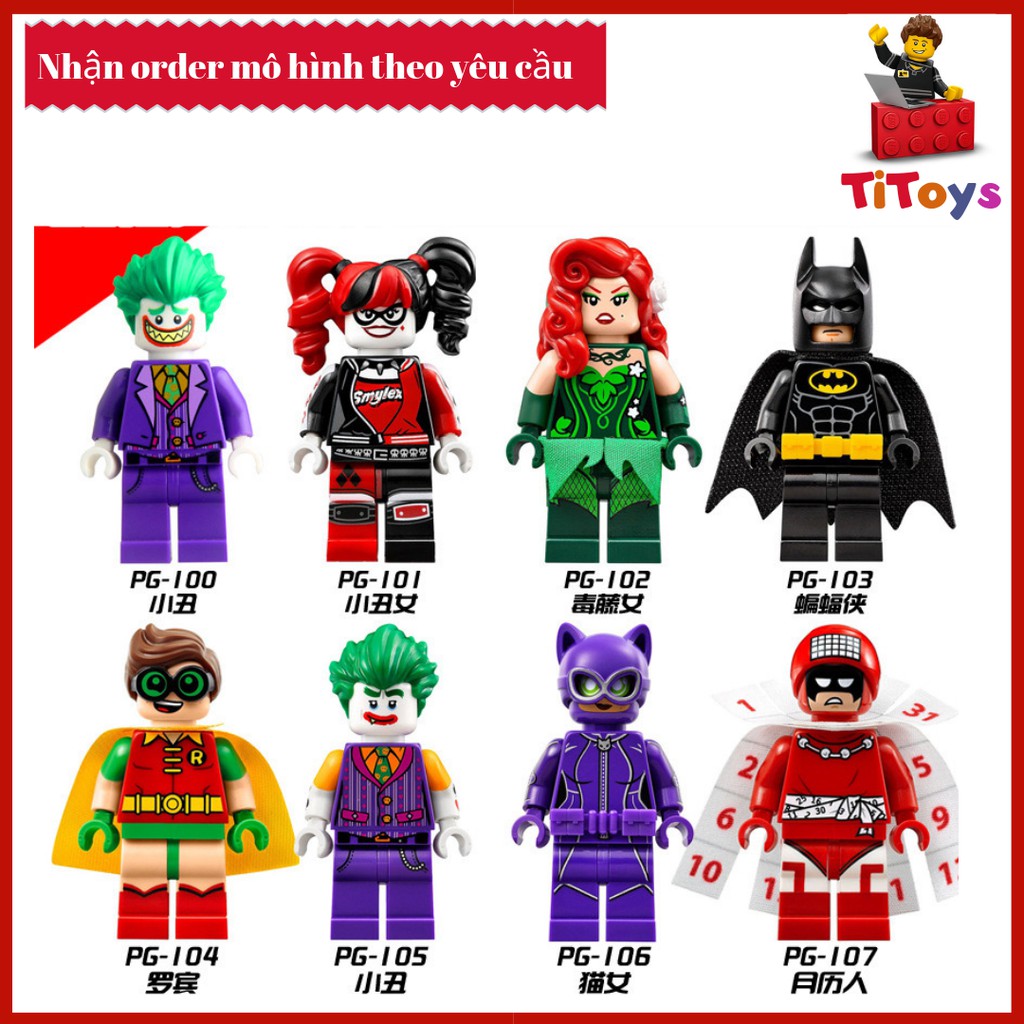 Minifigures các nhân vật Batman Joker Robin - Đồ chơi Lắp ghép Xếp hình Non Lego PG8032