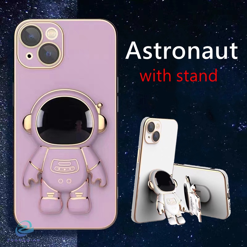 Ốp Điện Thoại Dẻo Mạ Màu Chống Sốc Hình Phi Hành Gia Sang Trọng Cho iPhone 13 12 Mini 11 Pro XS Max X XR