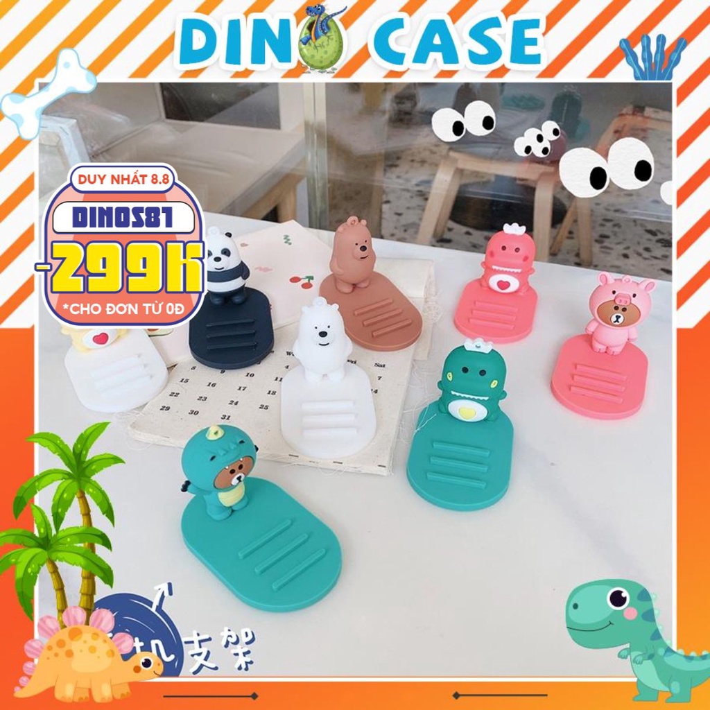 Giá đỡ điện thoại để bàn đa năng nhân vật hoạt hình dễ thương khủng long - gấu